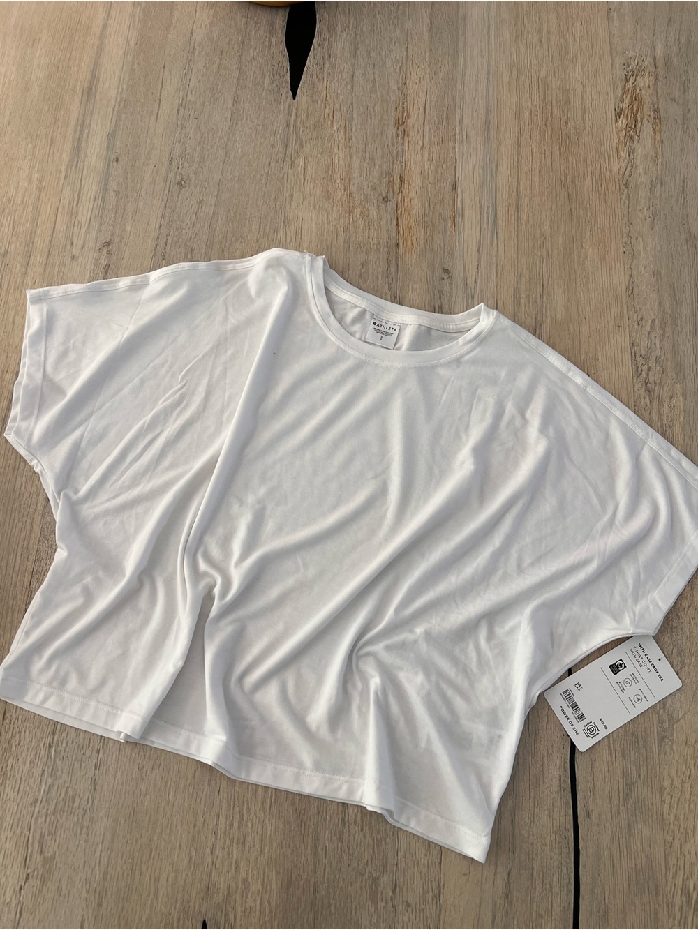 ATHLETA Women's With Ease Crop Relaxed Tee Shirt White-Size Small New - Picture 3 of 9